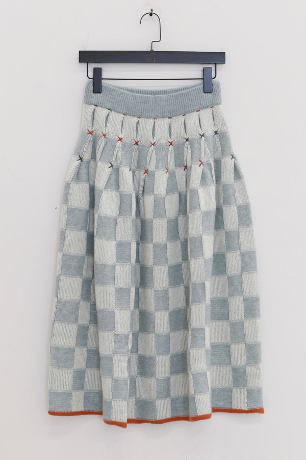 YANYAN KNITS Fall/Winter 2025: Wool plaid work jacket / Mid-length skirt YYK-YYW25-1421-LAN (Skirt: YYW25-1191)
